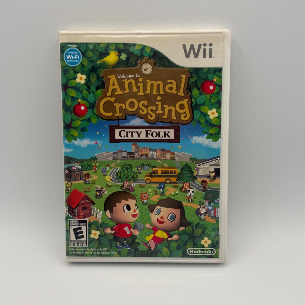 Nintendo Animal Crossing City Folk Wii Game NTSC White Case Excellent Complete
